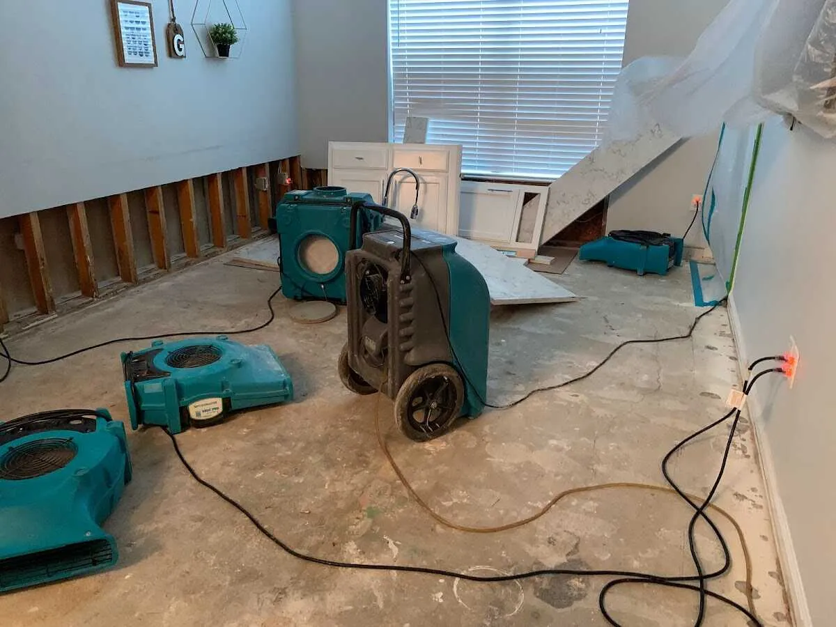 Dehumidifier in flood-cut room for Water Damage Restoration in Wekiwa Springs